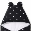 Black Polka Dot Baby Swaddle Wrap with Bear Ears