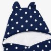 Navy Polka Dot Baby Swaddle Wrapper with Bear Ears