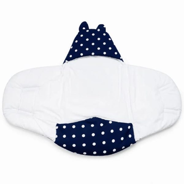 Navy Polka Dot Baby Swaddle Wrapper with Bear Ears