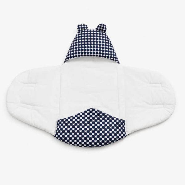 Navy Dot Baby Swaddle Wrap with Bear Ears