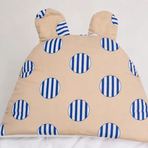 Beige Stripe Dot Baby Swaddle Wrapper with Bear Ears