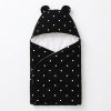 Black Polka Dot Baby Swaddle Wrap with Bear Ears