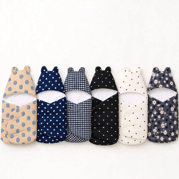 Polka Dot Baby Swaddle Wrap with Bear Ears