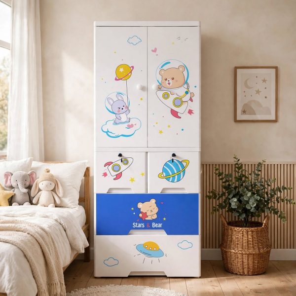 Kideez Wardrobe - 6 Layer - Bear Space Print 2222