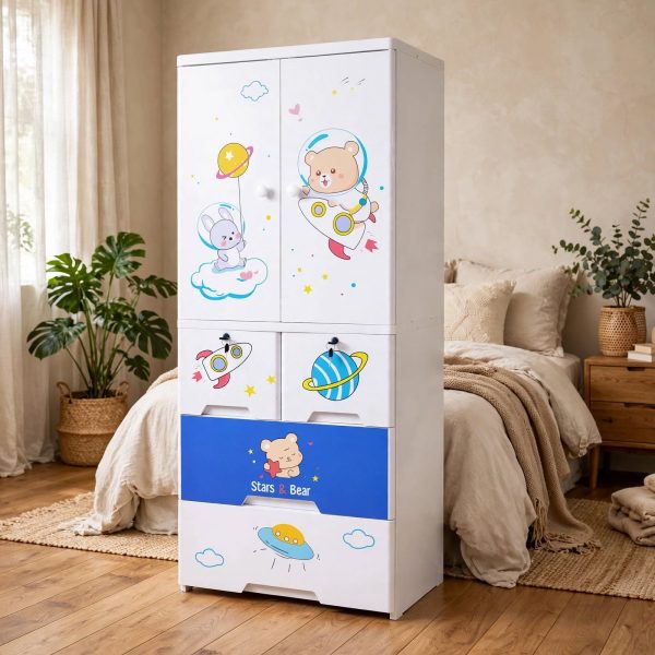 Kideez Wardrobe - 6 Layer - Bear Space Print 2222
