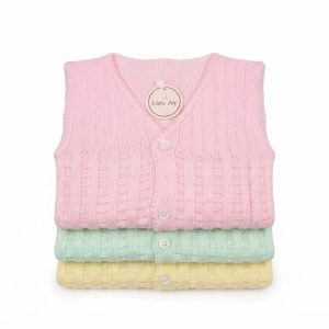 knitted V-neck button-front woolen vests