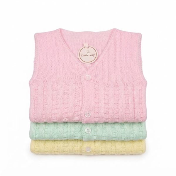 knitted V-neck button-front woolen vests
