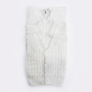 knitted V-neck button-front woolen vests
