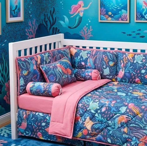 MERMAID BLUE KIDS Comforter Cot Set Pack of 6