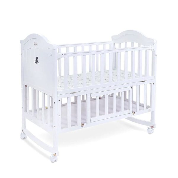 WOODEN BABY COT WITH STORAGE – WHITE