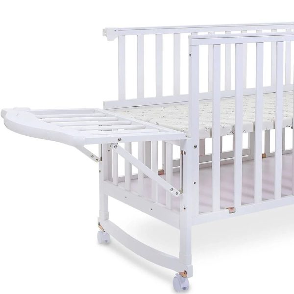 WOODEN BABY COT WITH STORAGE – WHITE