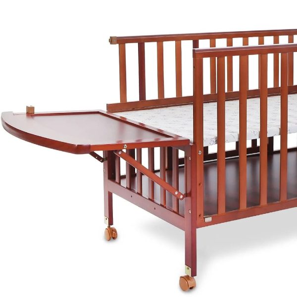 WOODEN BABY COT WITH STORAGE – BROWN