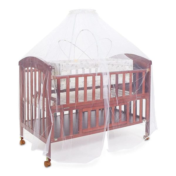WOODEN BABY COT WITH STORAGE – BROWN