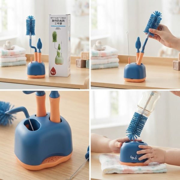 3 in 1 Rotating Silicone Bottle Brush Set