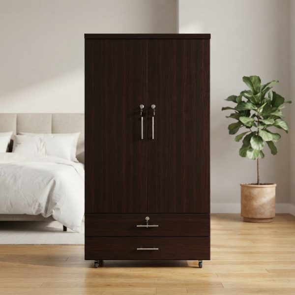 2 Door Brown Wooden Wardrobe
