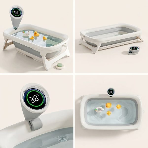 Foldable Fiber Bath Tub with Digital Temperature Display