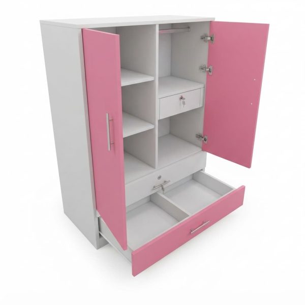 Gemini_Generated_Image_g9vsdng9vsdng9vs (1) Dual-Tone Pink & White Wooden Wardrobe