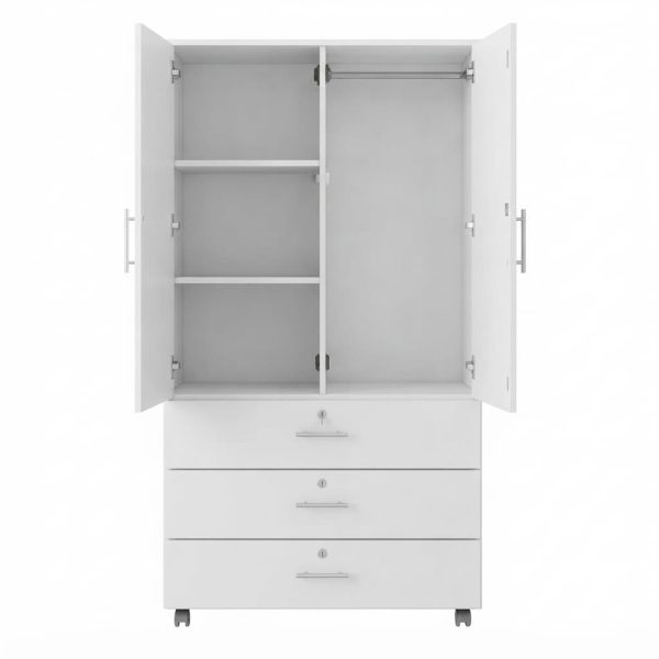 2-Door Wooden Baby Wardrobe with 3 Drawers