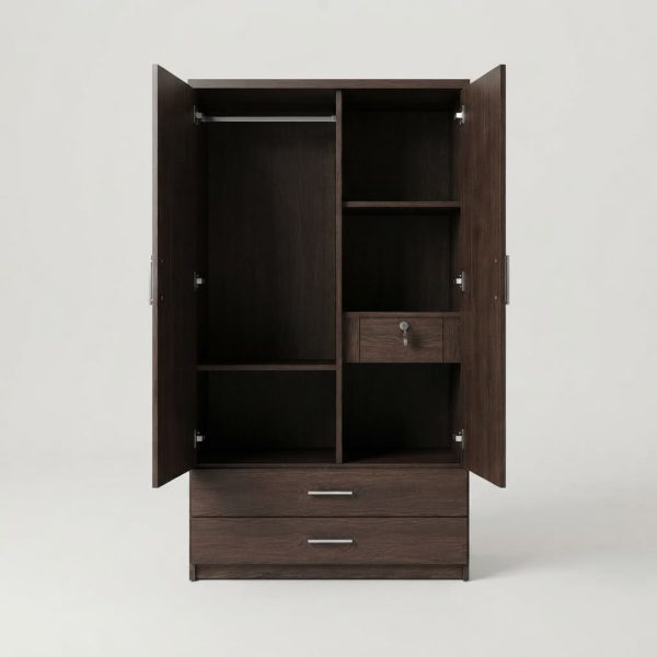 2 Door Brown Wooden Wardrobe