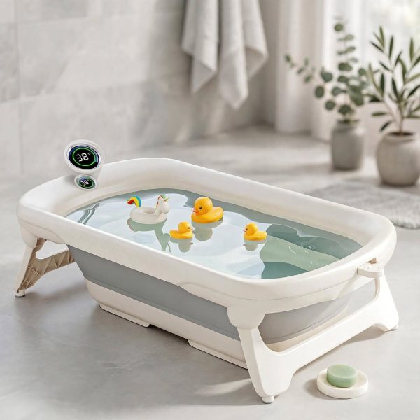 Foldable Fiber Bath Tub with Digital Temperature Display