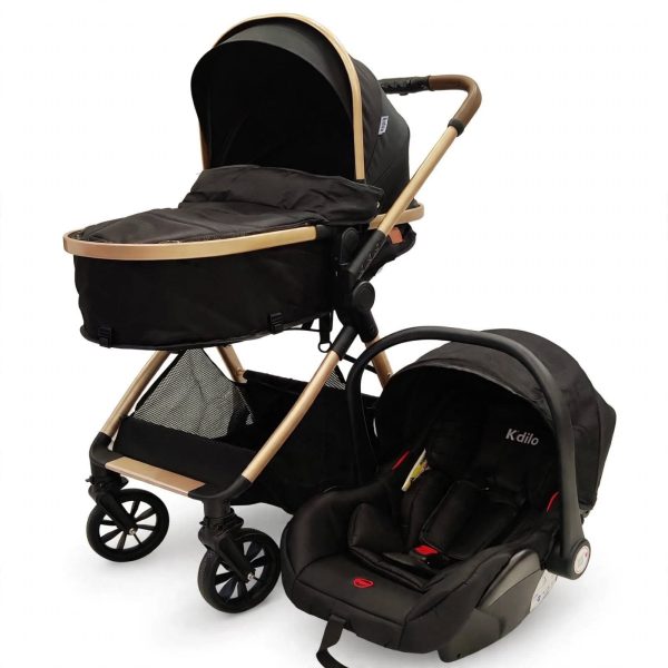 Kidilo 3-in-1 Baby Pram Black
