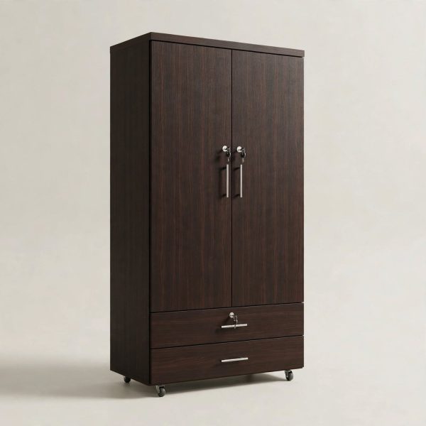 2 Door Brown Wooden Wardrobe