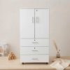 2-Door Wooden Baby Wardrobe with 3 Drawers