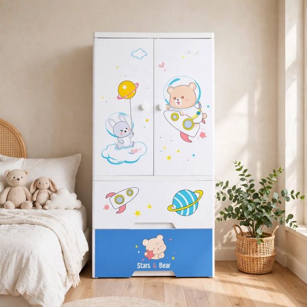 image_a7fb06-edited (1) Kideez Wardrobe - 5 Layer - Bear Space Print 4022 BS-W