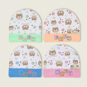 Bear Print Newborn Cap