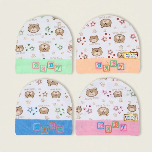 sidha_caps Bear Print Newborn Cap