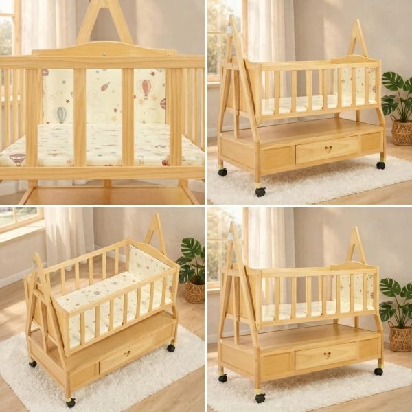 Wooden Baby Cot with Drawer 187