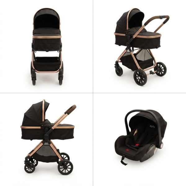 Kidilo 3-in-1 Baby Pram Black